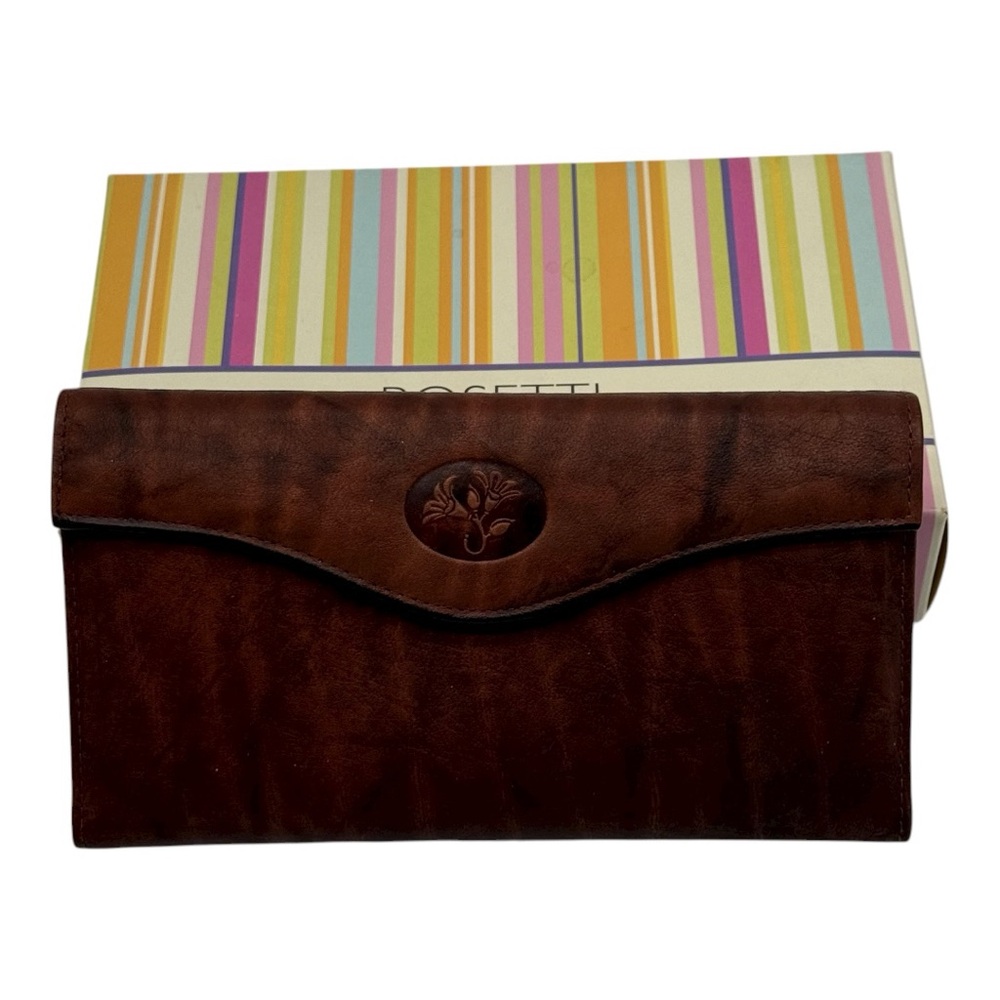 Rosetti Leather Clutch Wallet Brown Buxton Made | Zip Coin | ID Window | In Box